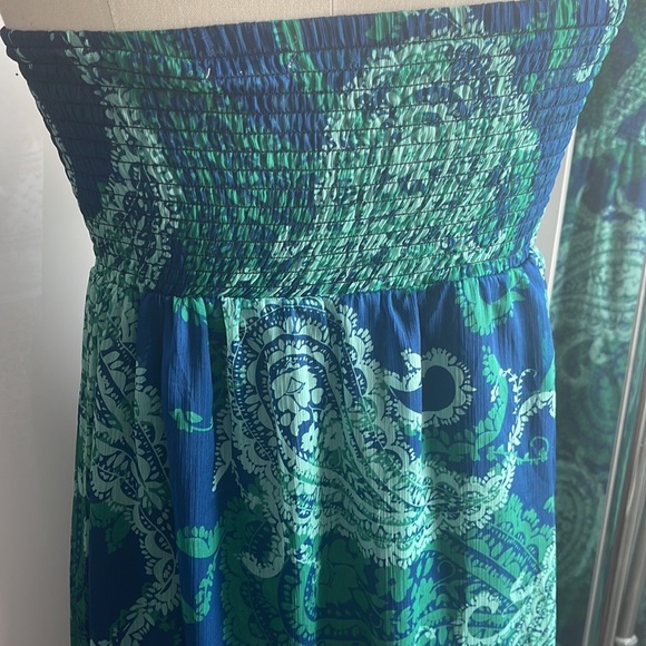 Old Navy Blue Green Paisley Strapless Maxi Dress Size M - Picture 6 of 11